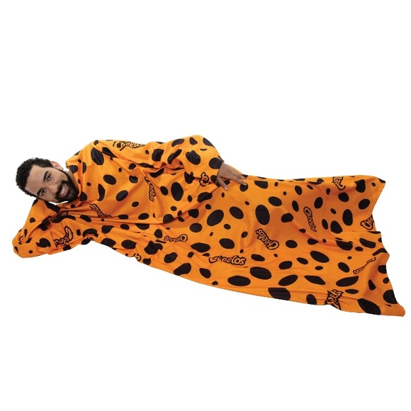 NEW Cheetos Snuggie Wearable Blanket with Sleeves Soft Throw Fleece Cheeto Spots - Picture 4 of 11